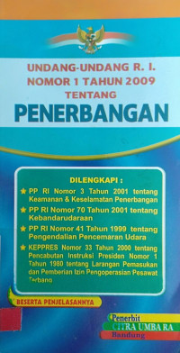 Image of Undang-Undang R.I. Nomor 1 Tahun 2009 Tentang Penerbangan