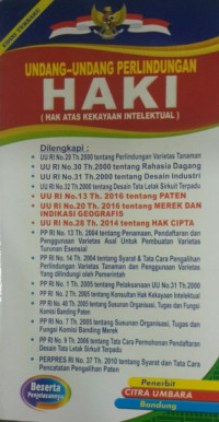 Undang-Undang Perlindungan HAKI (Hak Kekayaan Intelektual)-Edisi Terbatas