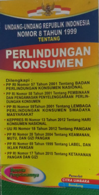 Undang-Undang RI Nomor 8 Tahun 1999 Tentang Perlindungan Konsumen